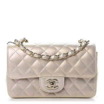 Chanel Iridescent Lambskin Quilted Mini Rectangular Flap Ivory 1 of 11
