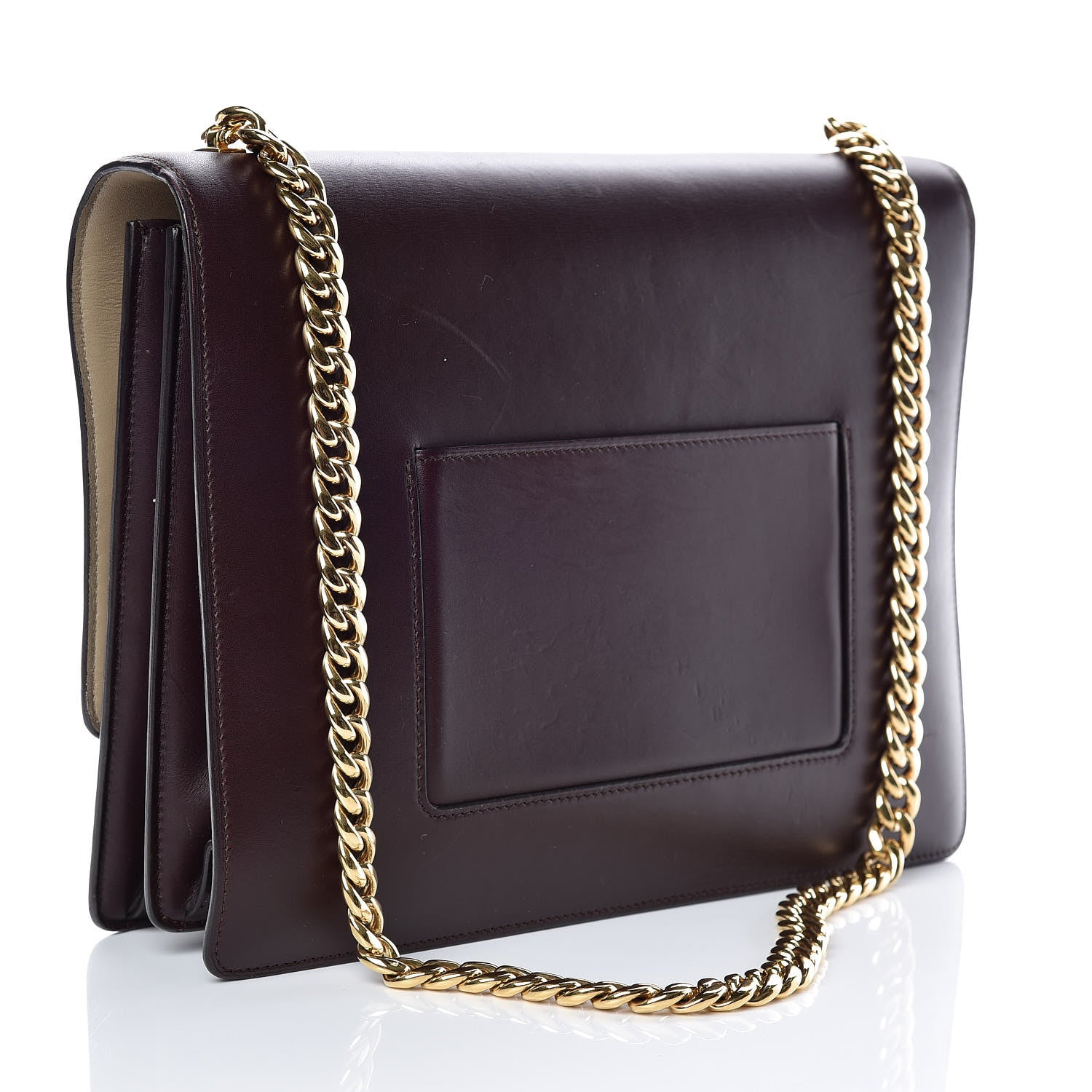 Celine Smooth Calfskin Large Case Chain Flap Burgundy 3 of 13