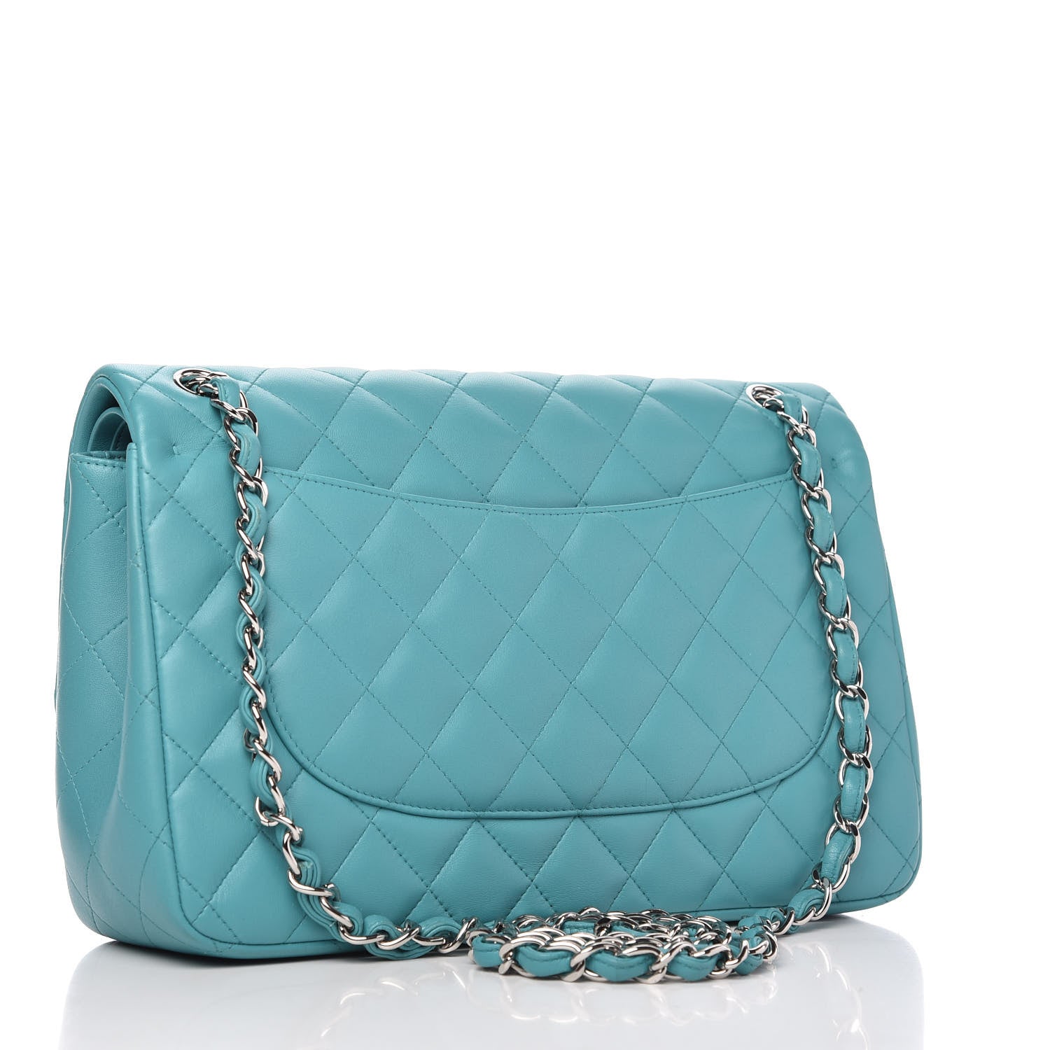 Chanel Lambskin Quilted Jumbo Double Flap Turquoise 3 of 10