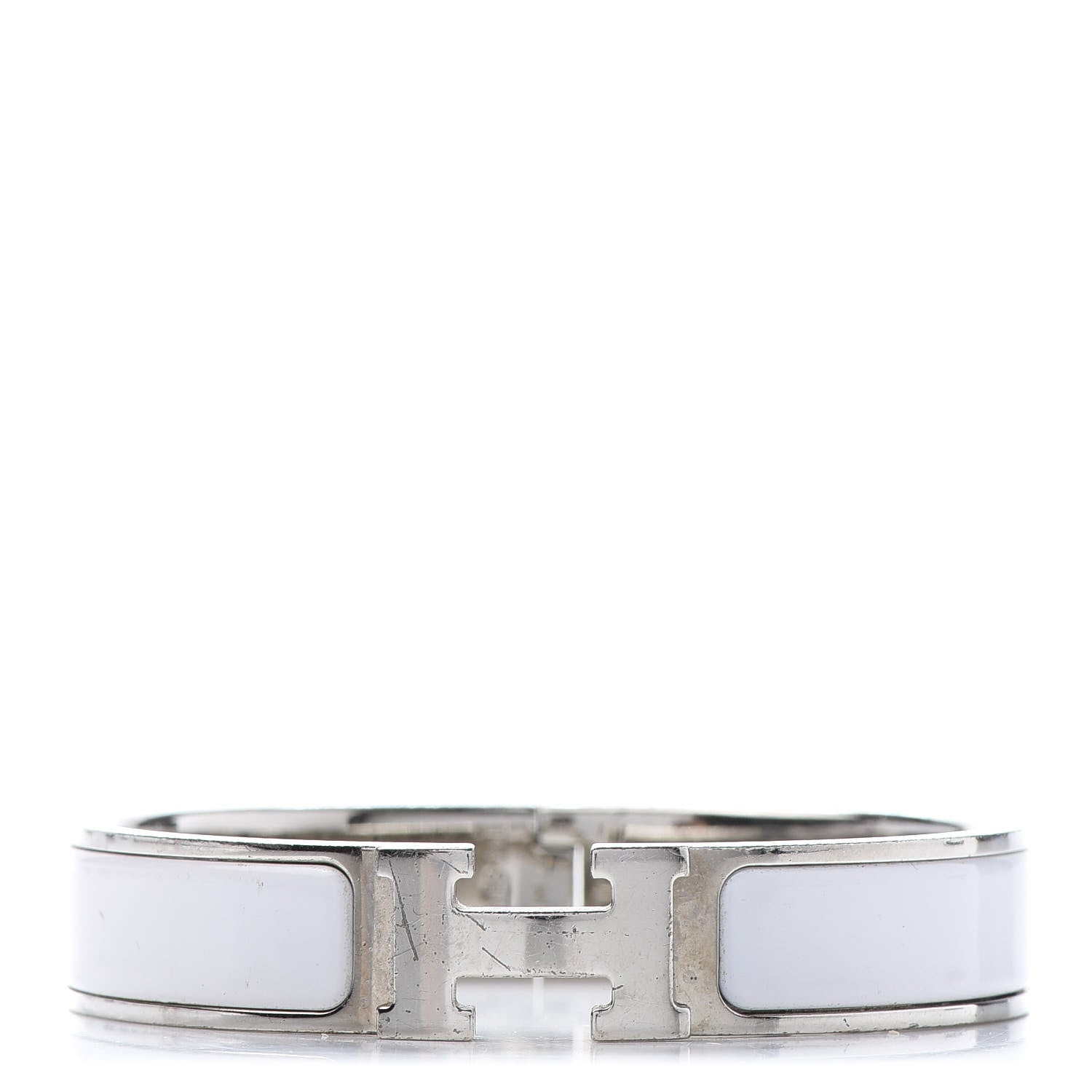 Hermes Enamel Narrow Clic Clac H Bracelet PM White 1 of 5