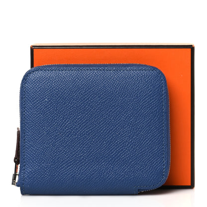 Hermes Epsom Silk'in Compact Wallet Bleu Brighton 9 of 9