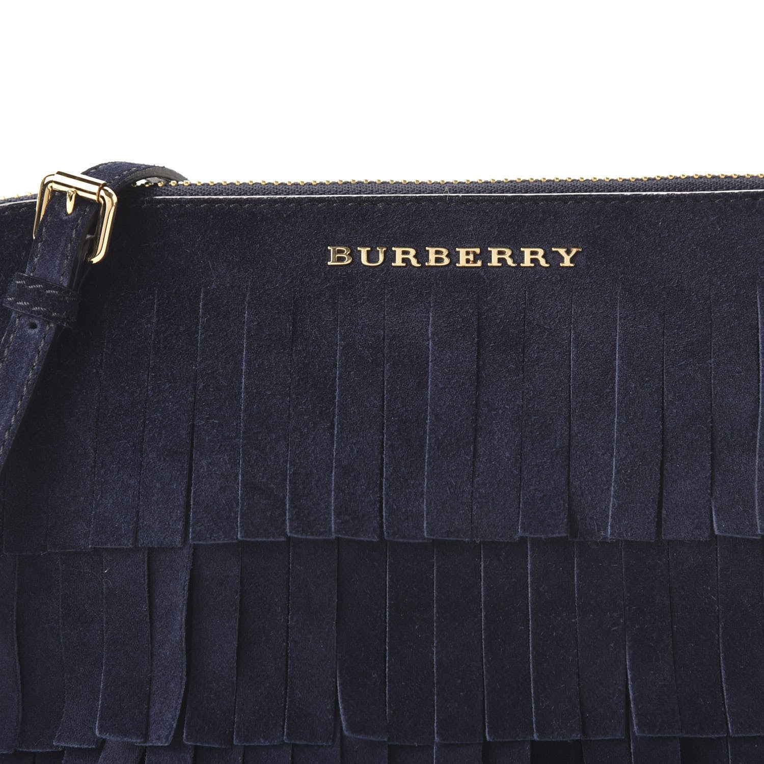 Burberry Suede Fringe Peyton Crossbody Clutch Bag Blue 9 of 9