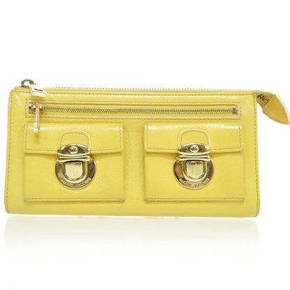 Marc Jacobs Leather Zip Clutch Wallet Yellow 1 of 9