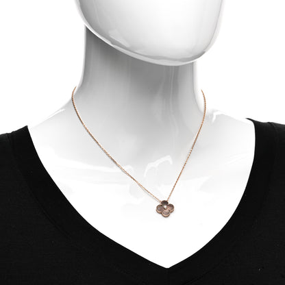 Van Cleef & Arpels 18K Rose Gold Diamond Grey Mother of Pearl Vintage Alhambra Pendant Necklace 2 of 6