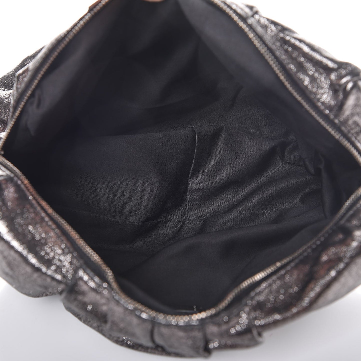Metallic Soft Calfskin Oversized Clutch Silver