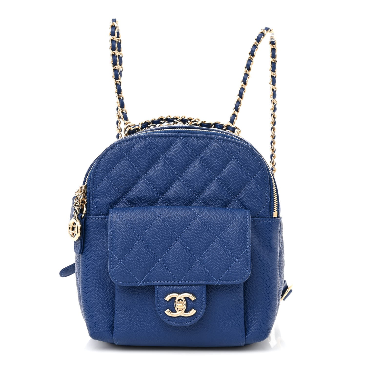 Chanel Caviar Quilted Small CC Day Backpack Blue 1 of 10