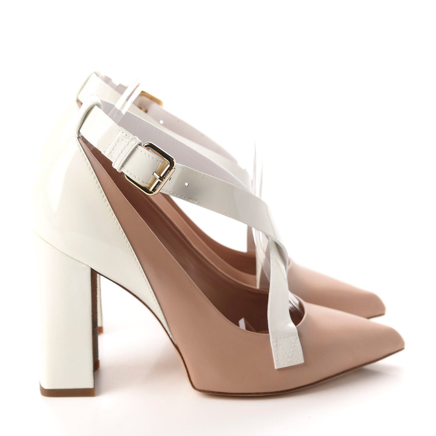Calfskin Patent Matchmake Cross Pumps 39 Blush White