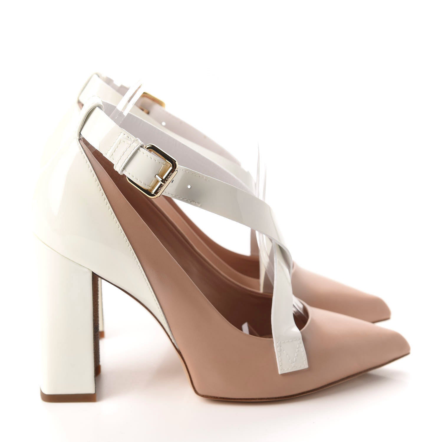 Louis Vuitton Calfskin Patent Matchmake Cross Pumps 39 Blush White 4 of 11