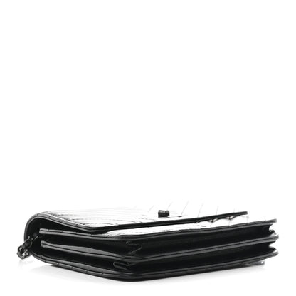 Chanel Aged Calfskin Chevron Quilted Reissue 2.55 Square Wallet On Chain WOC So Black 3 of 12