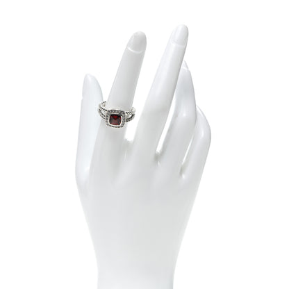David Yurman Sterling Silver Diamond Garnet 7mm Petite Albion Ring 55 7.25 2 of 5