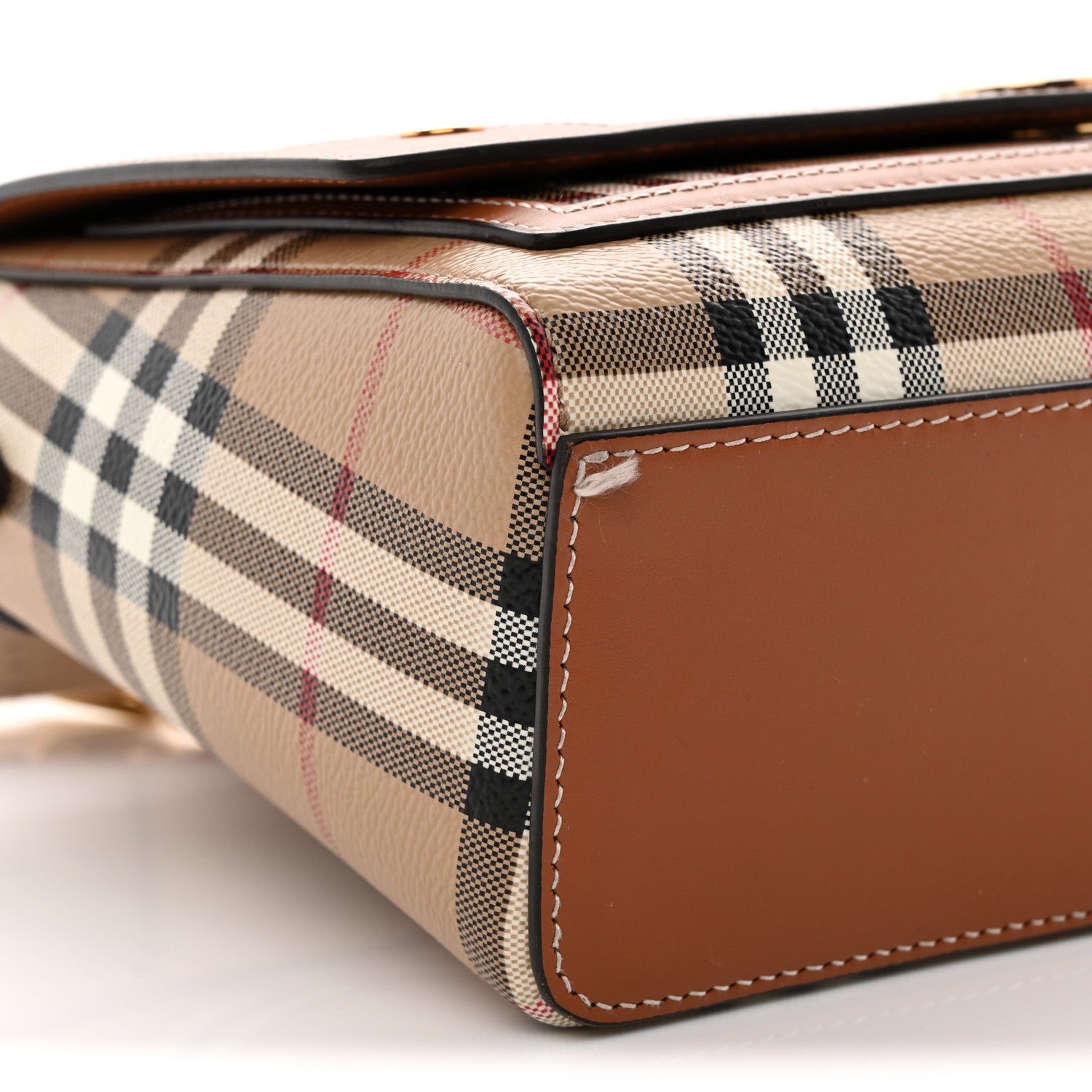 Burberry Coated Canvas Calfskin Vintage Check Medium Note Crossbody Bag Briar Brown 8 of 11