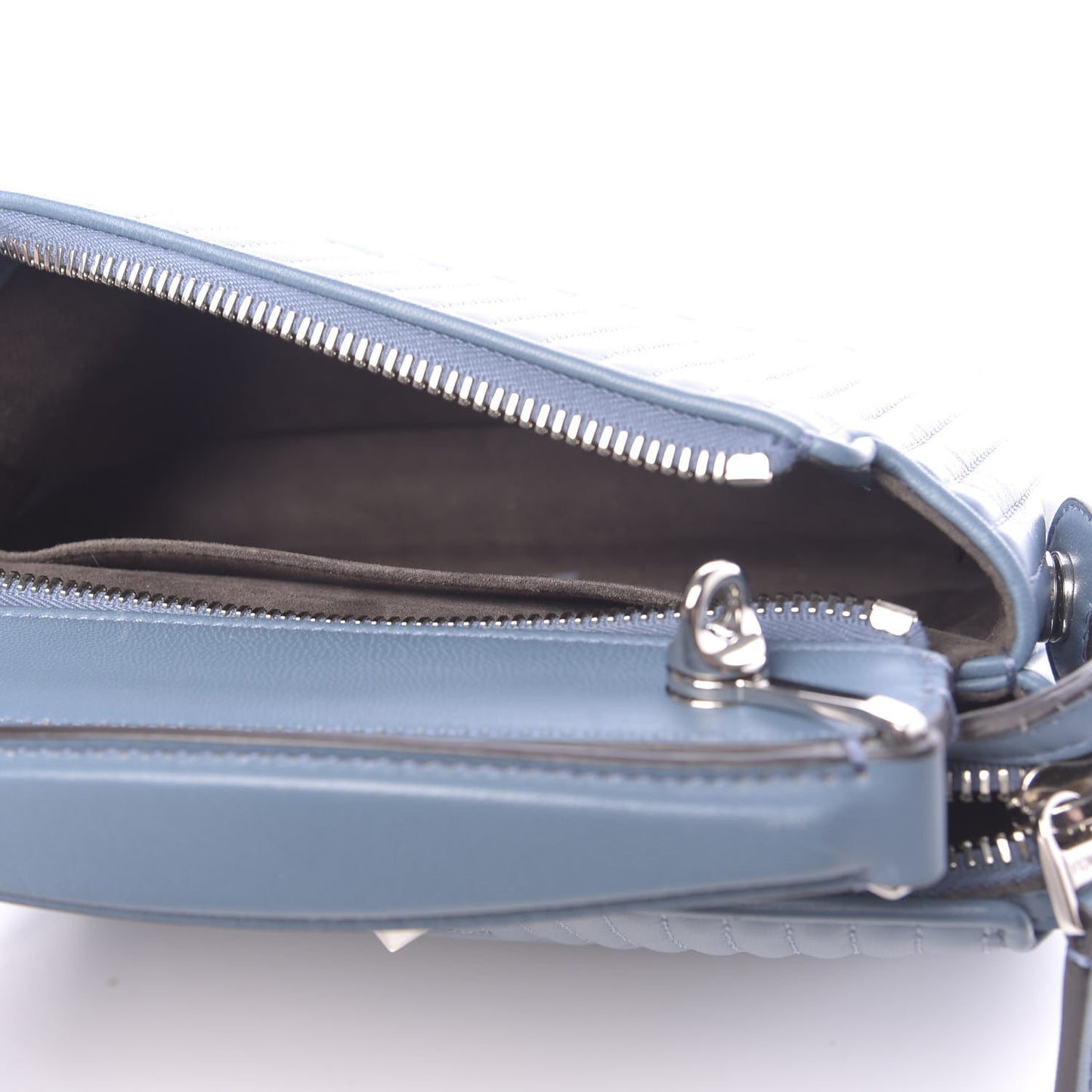 Shiny Nappa Trapuntata Small DotCom Click Top Handle Chain Satchel Blue