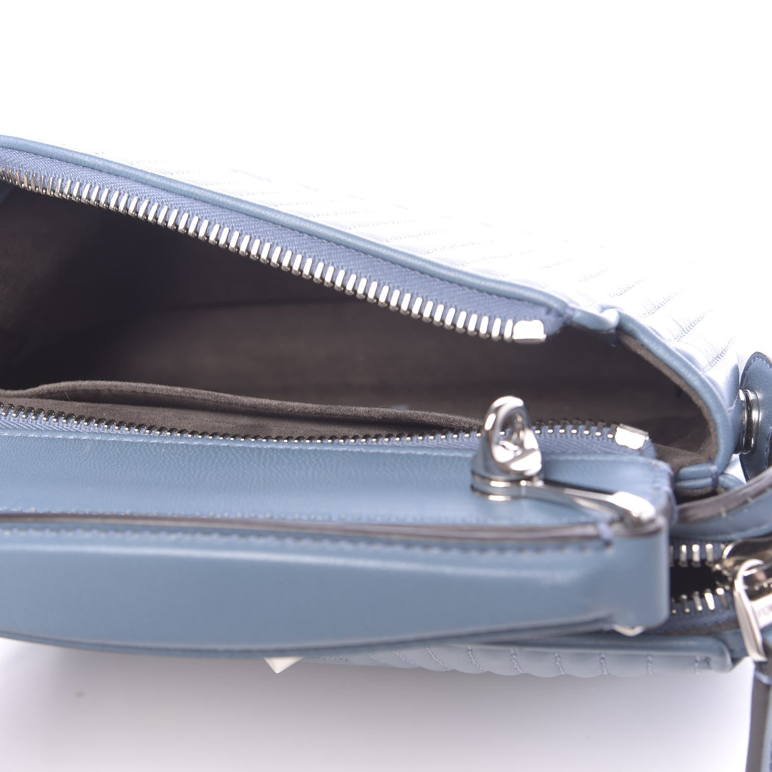 Fendi Shiny Nappa Trapuntata Small DotCom Click Top Handle Chain Satchel Blue 6 of 10