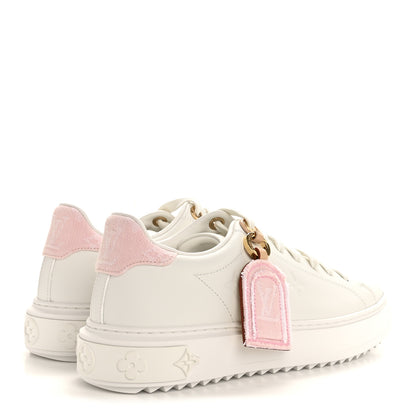 Louis Vuitton Lambskin Embossed Monogram Denim Time Out Sneakers 37.5 Pink 5 of 10