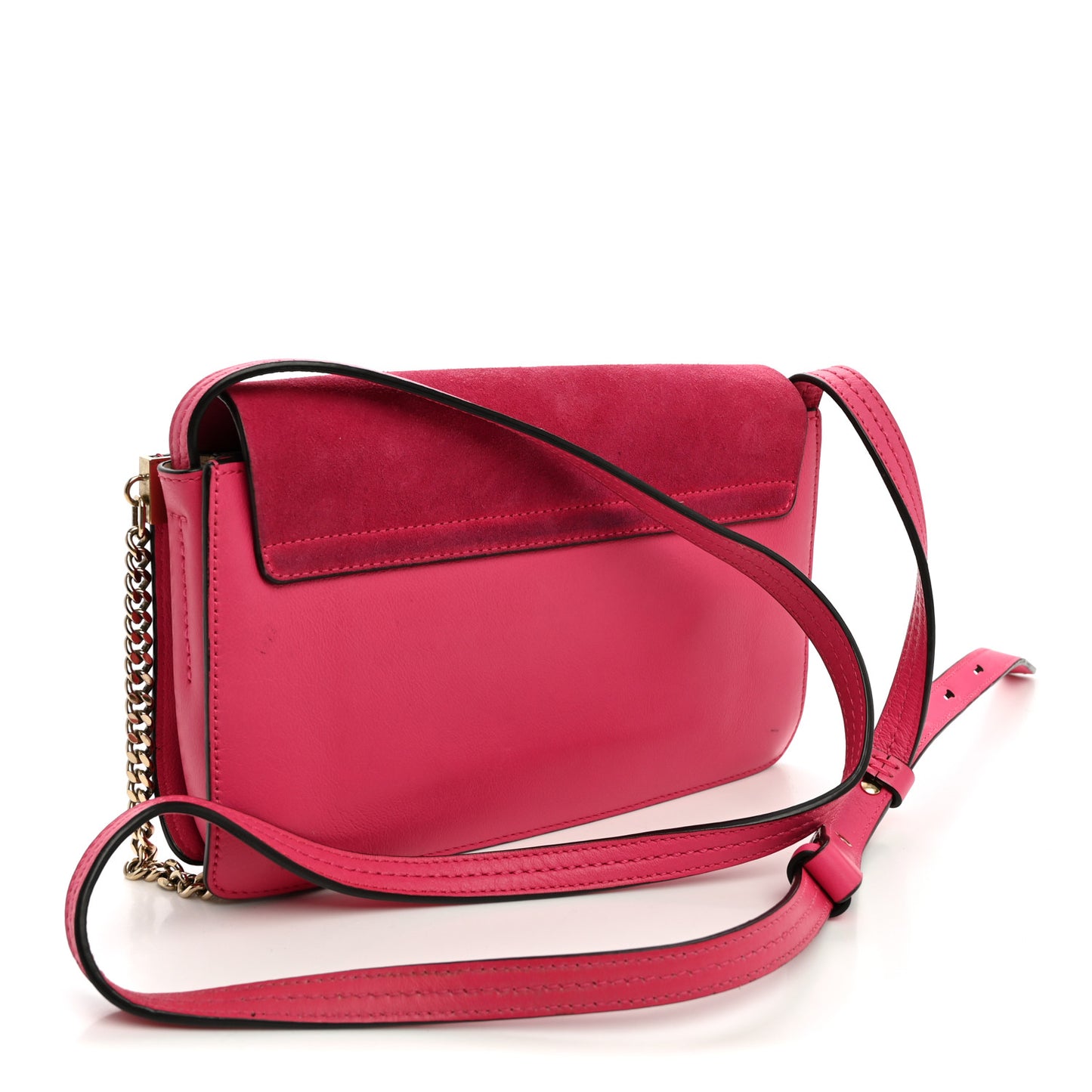 Suede Calfskin Small Faye Shoulder Bag Fuchsia Rose