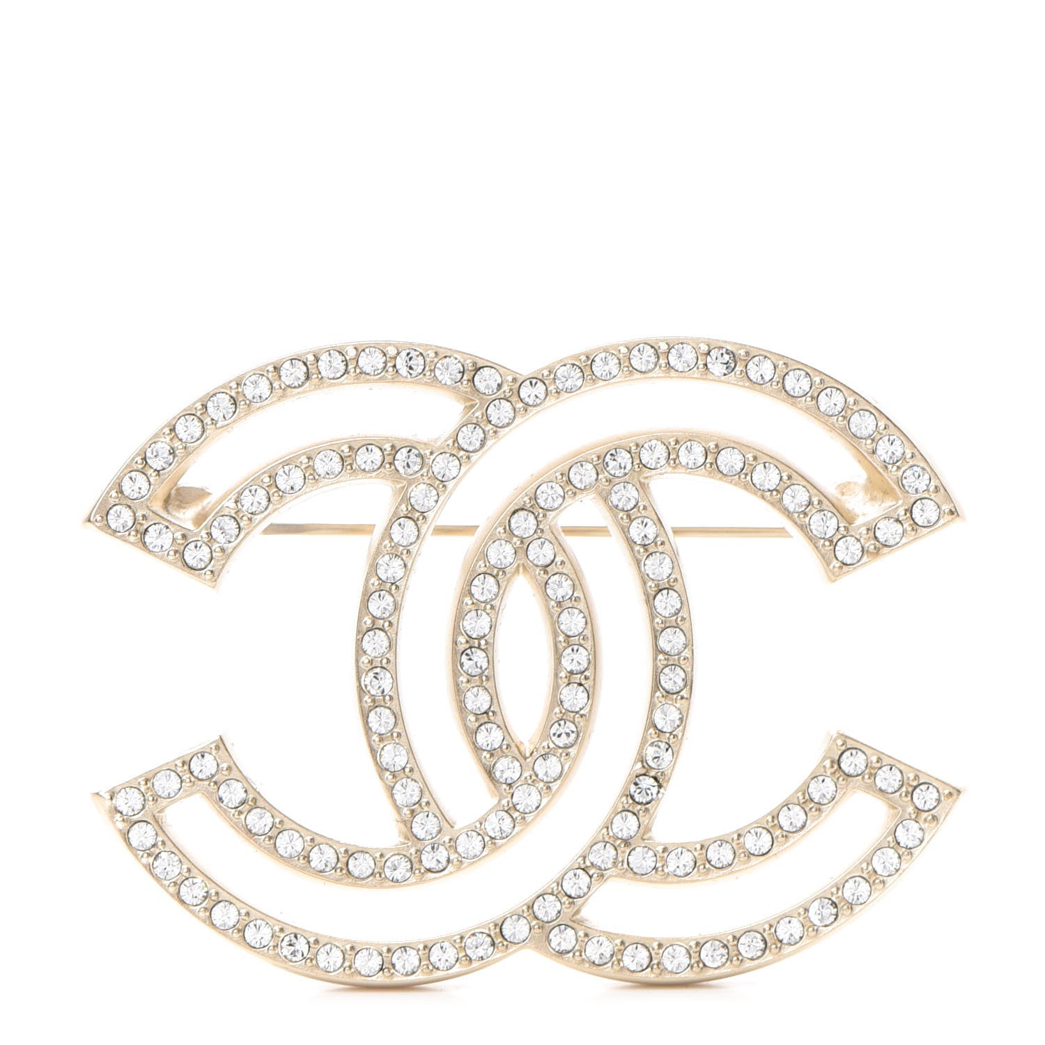 Chanel Crystal CC Brooch Light Gold 1 of 6