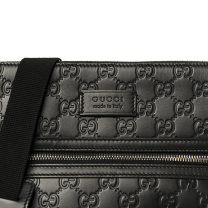 Gucci Guccissima Signature Medium Flat Messenger Bag Black 9 of 11