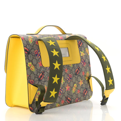 Gucci GG Supreme Monogram Beetles Childrens Backpack Beige Yellow 3 of 12