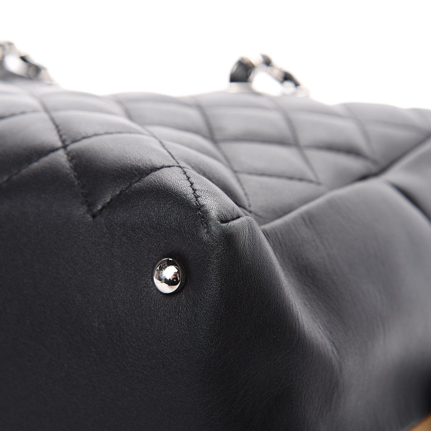 Calfskin Quilted Feather Weight Bowling Bag Black Beige