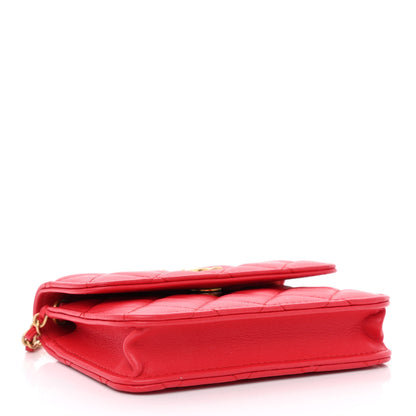 Chanel Lambskin Quilted Pearl Crush Clutch With Chain Red 4 of 12