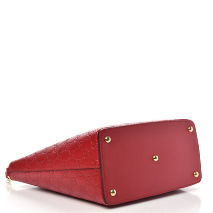 Gucci Guccissima Small Zippered Bucket Tote Hibiscus Red 5 of 12