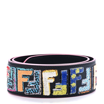 Fendi Calfskin Sequin Fun Fair Strap You Black Multicolor 2 of 4