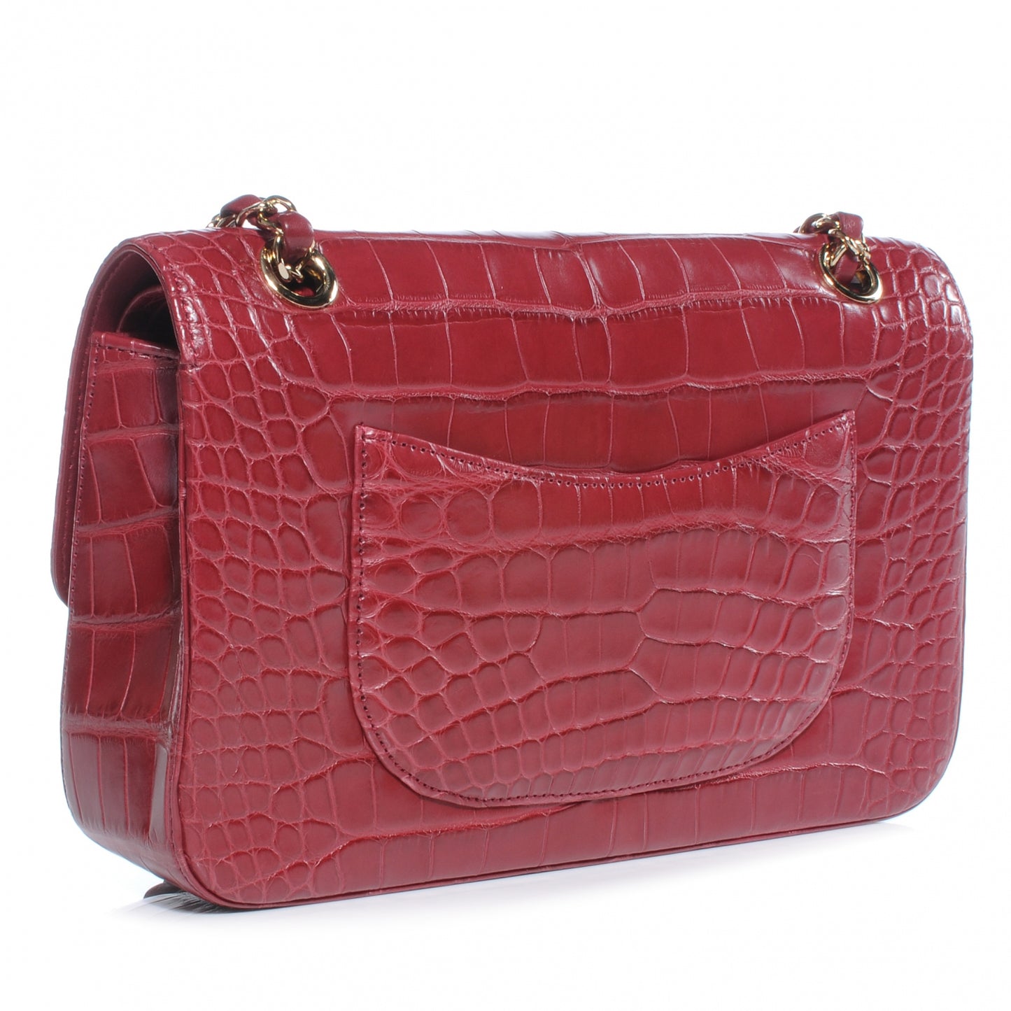 Alligator Medium Double Flap Rouge Fonce