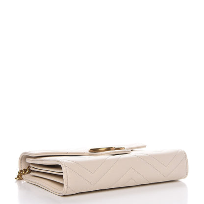Gucci Calfskin Matelasse GG Marmont Chain Wallet Mystic White 3 of 7