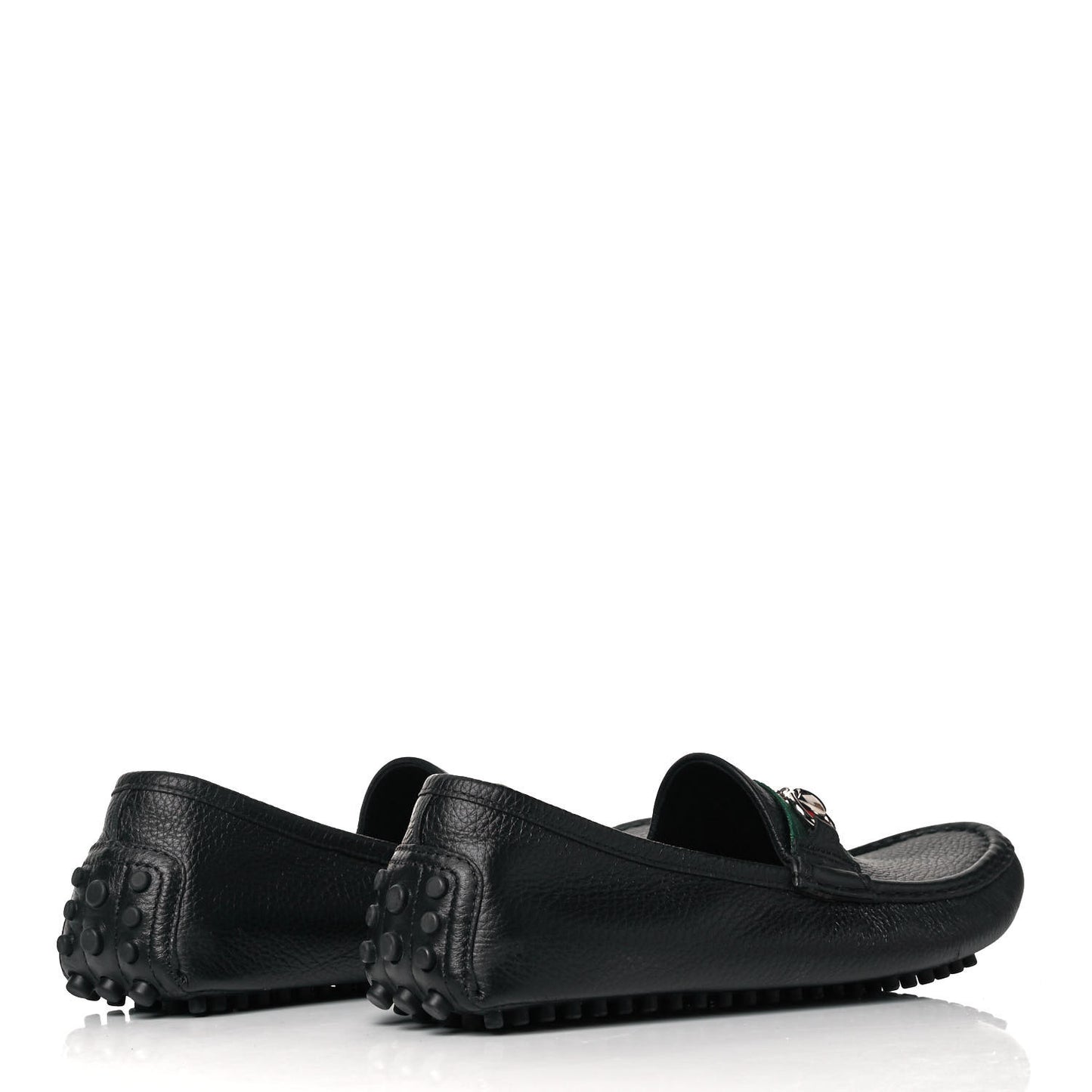 Road Calfskin Web Womens Horsebit Driver Loafers 39.5 Black