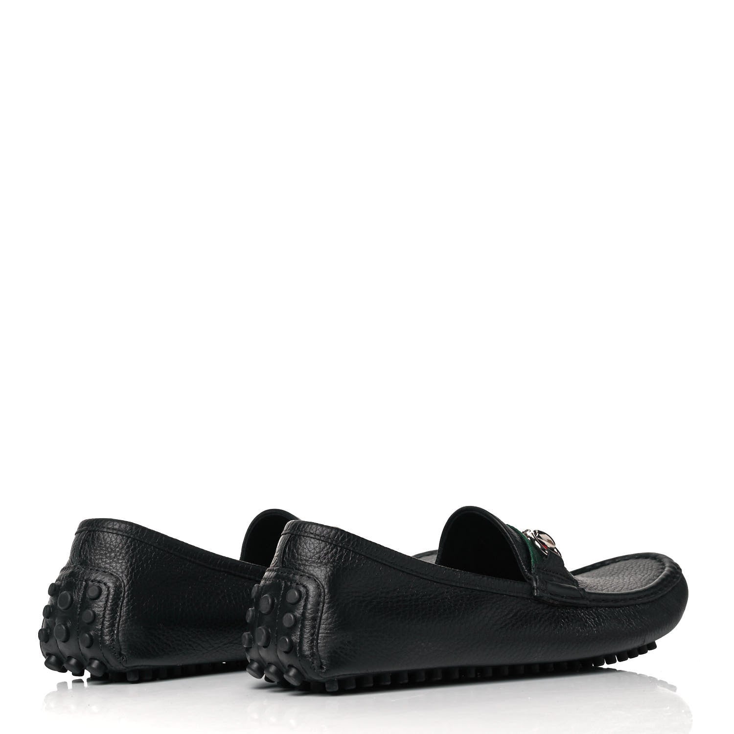 Gucci Road Calfskin Web Womens Horsebit Driver Loafers 39.5 Black 4 of 7