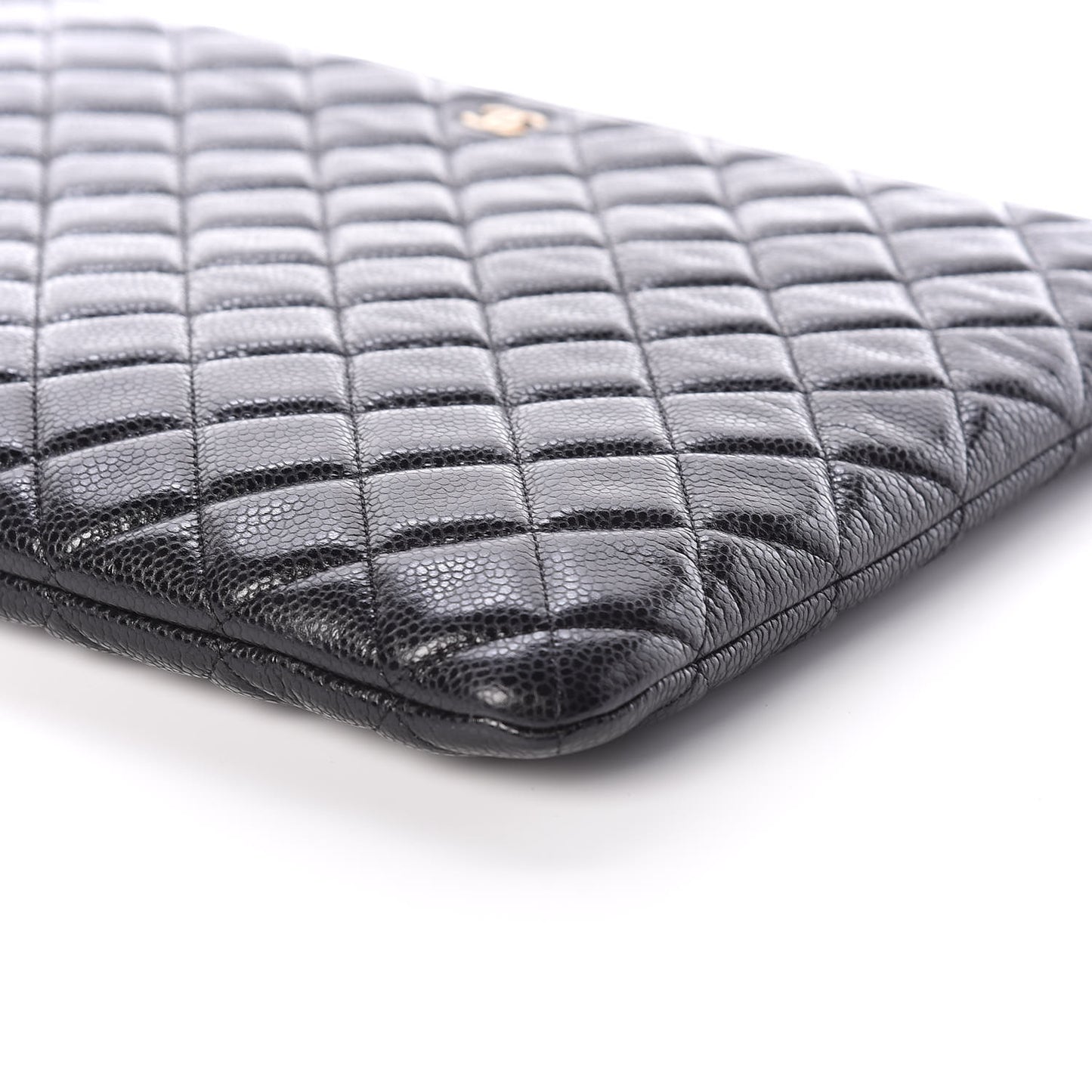 Caviar Quilted Large Cosmetic Case Black