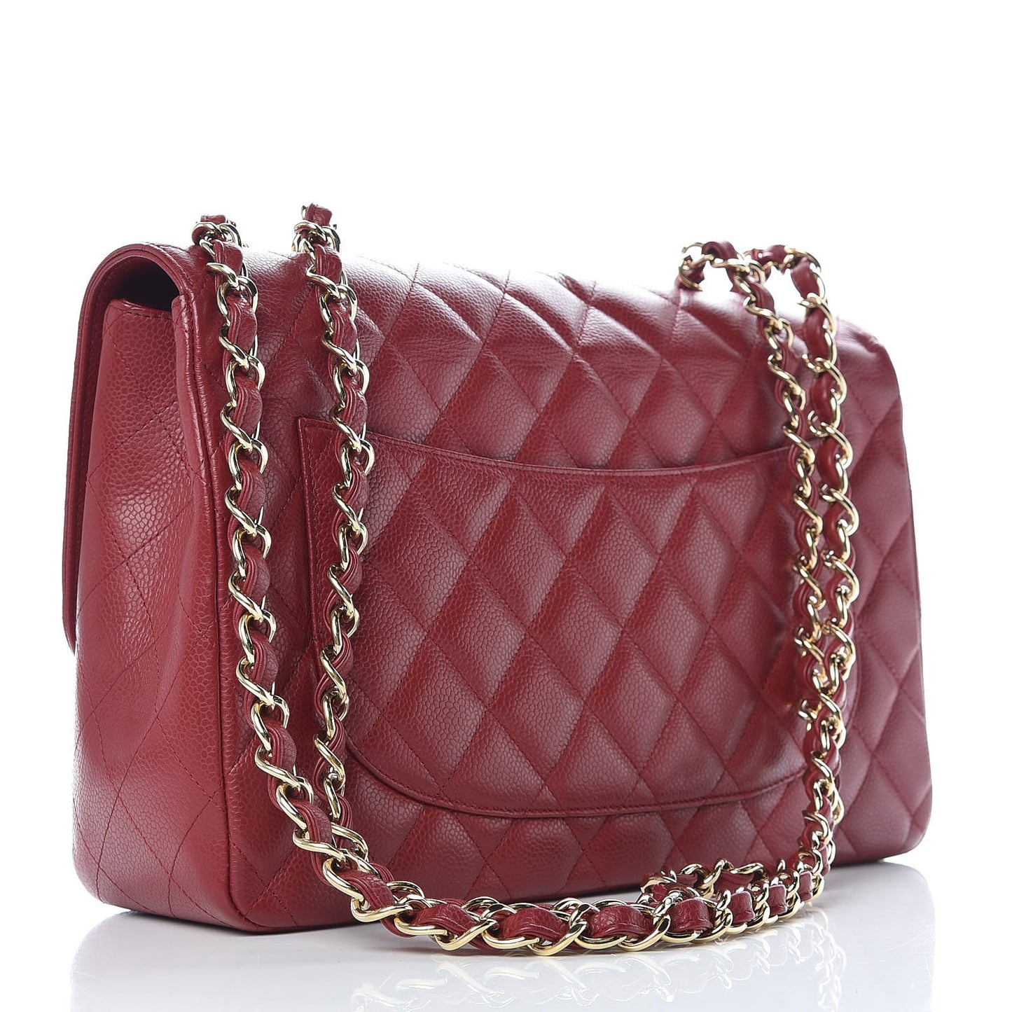 Caviar Quilted Jumbo Single Flap Dark Red