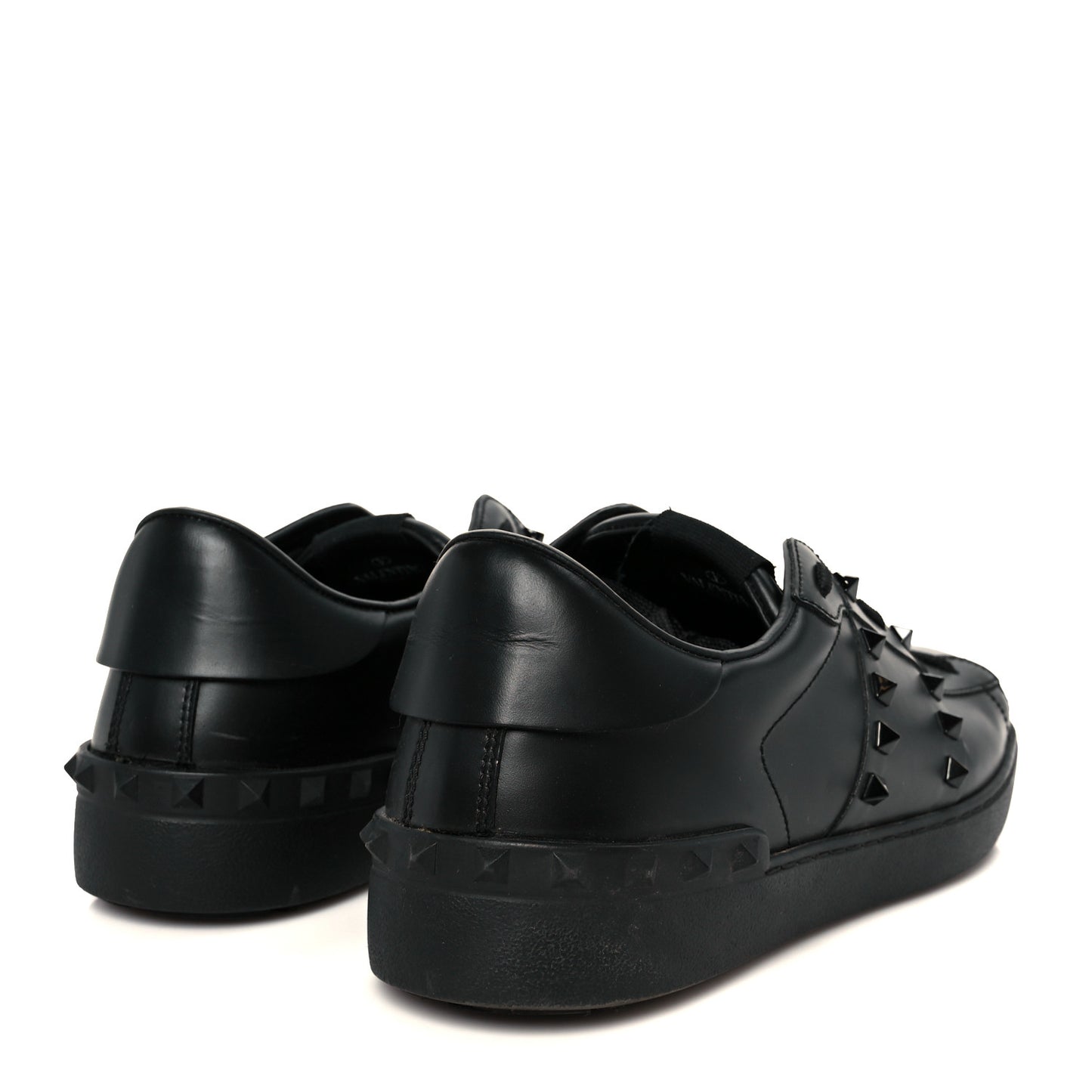Calfskin Mens Rockstud Untitled Open Sneakers 43 Black