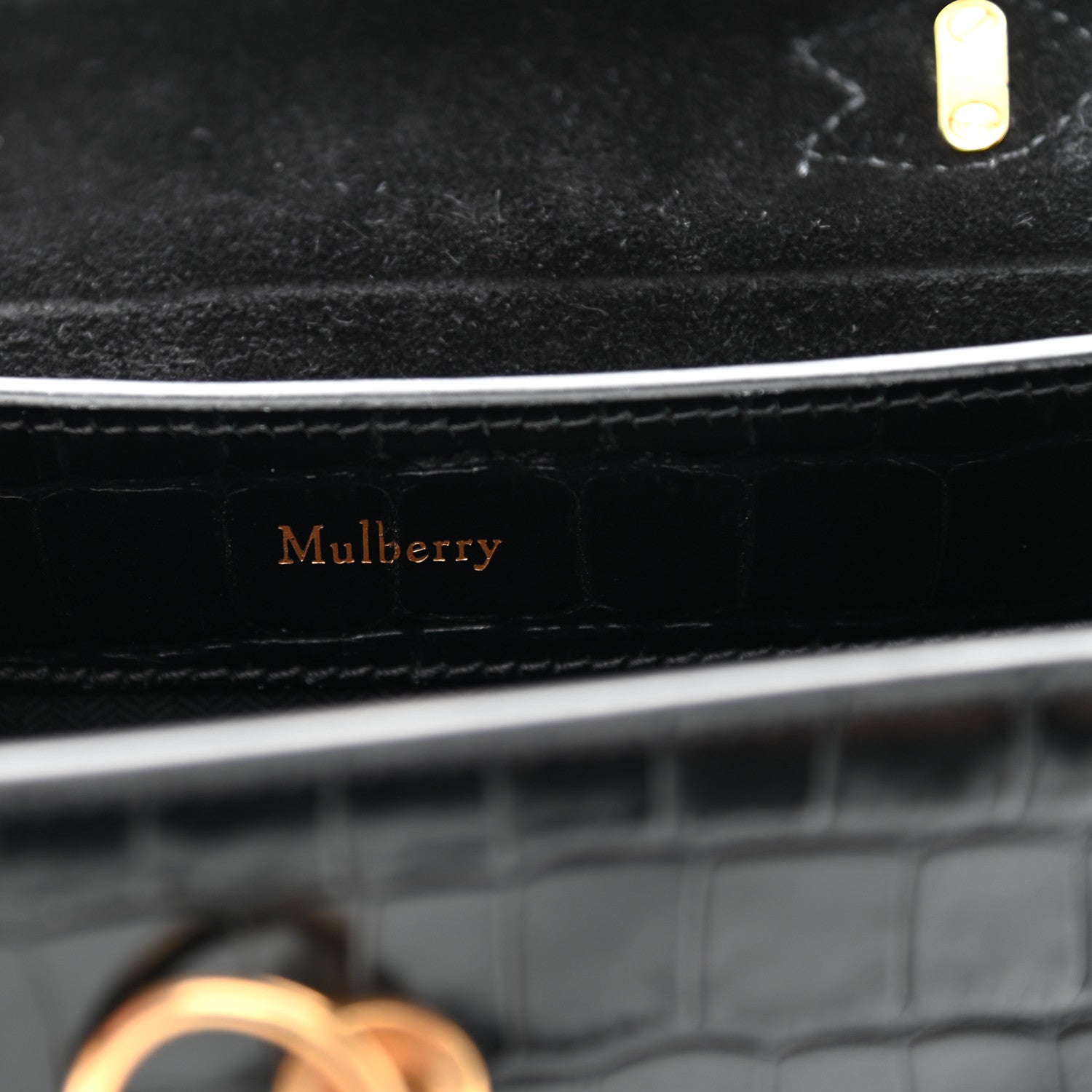 Mulberry Calfskin Crocodile Embossed Micro Seaton Black 8 of 10