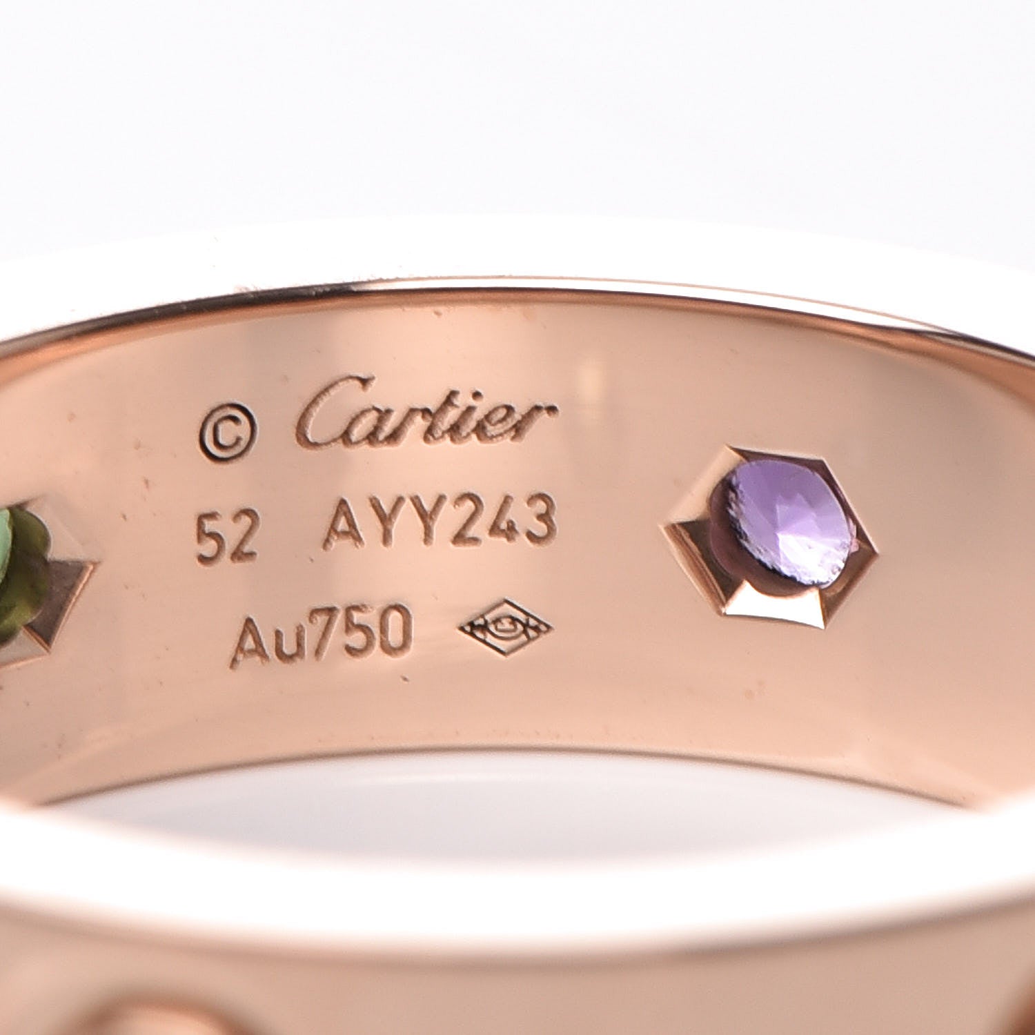 Cartier 18K Pink Gold Sapphire Garnet Amethyst 5.5mm LOVE Ring 52 6 6 of 7