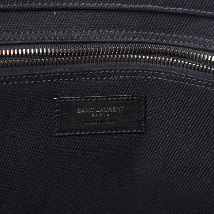Saint Laurent Linen Calfskin Rive Gauche Tote Black 6 of 10