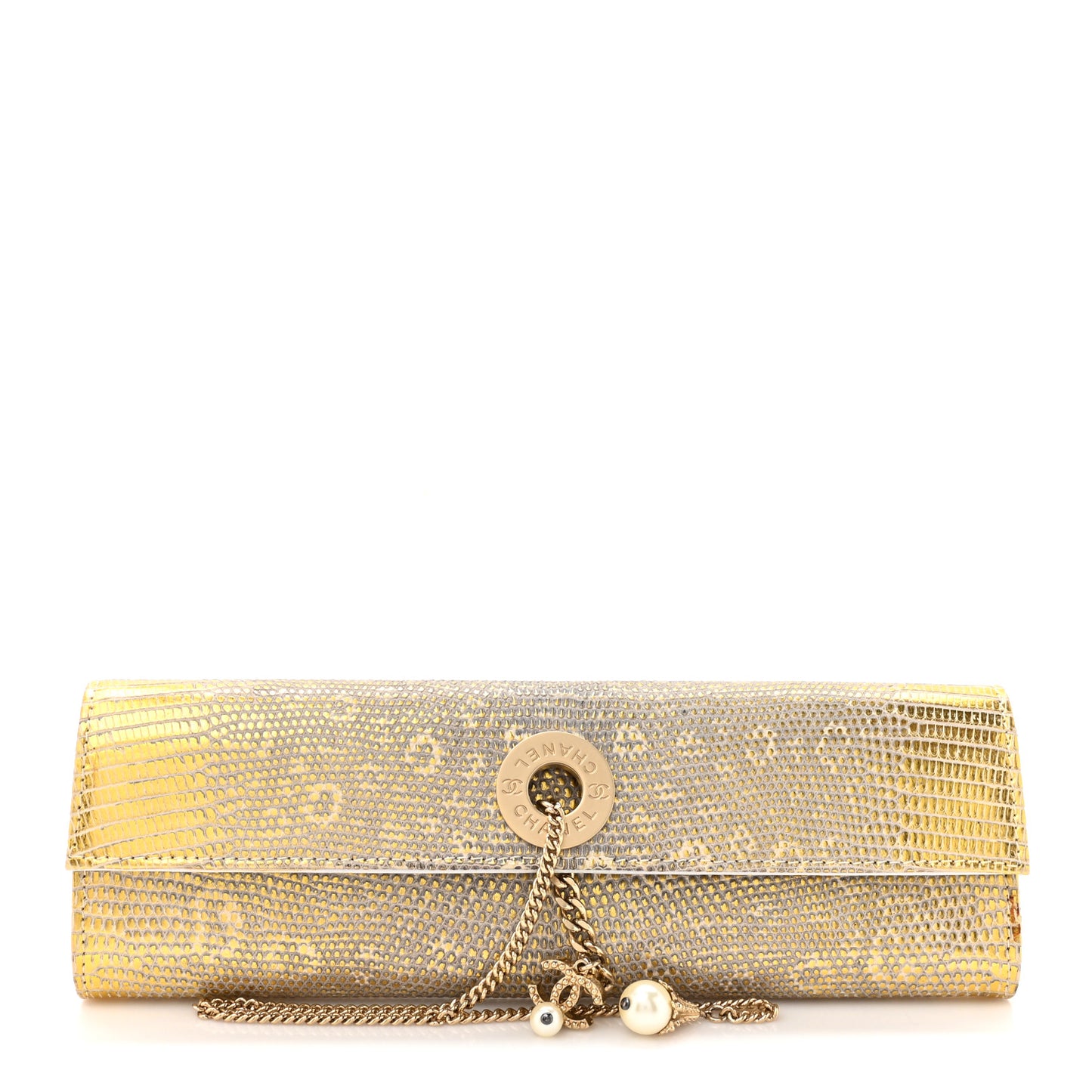 Lizard Pearl Evening Clutch Beige