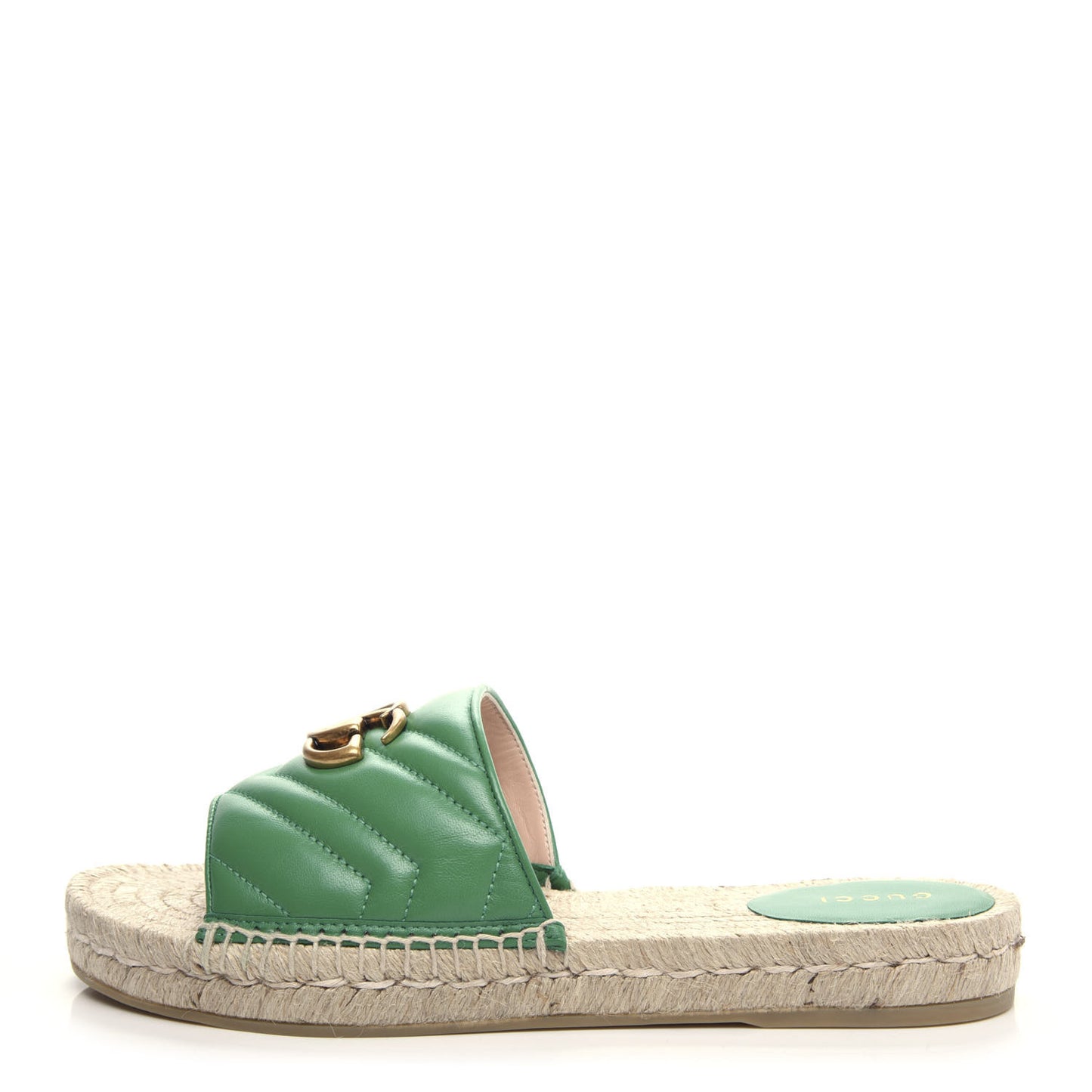 Nappa Matelasse GG Marmont Espadrille Slide Sandals 40 New Shamarock