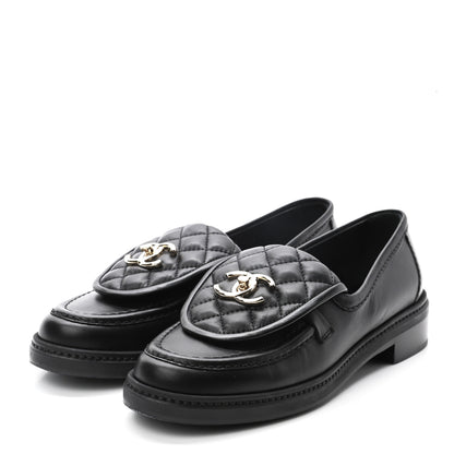 Chanel Lambskin Quilted CC Turnlock Loafers 37 Black 3 of 11