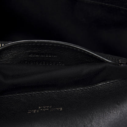 Saint Laurent Sheepskin Matelasse Chevron Monogram Medium College Bag Black 8 of 10