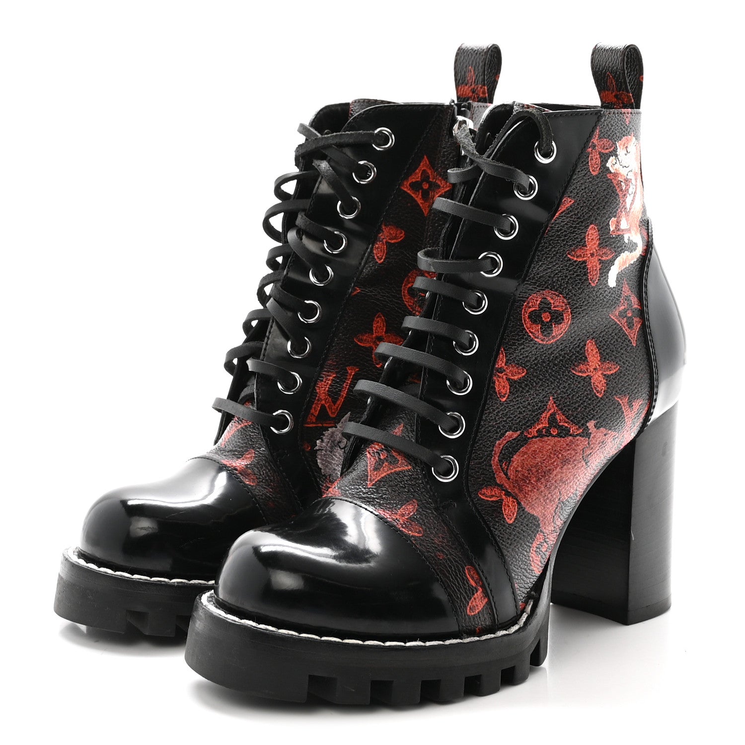 Louis Vuitton Patent Calfskin Catogram Star Trail Ankle Boots 36 Black Marron 4 of 9