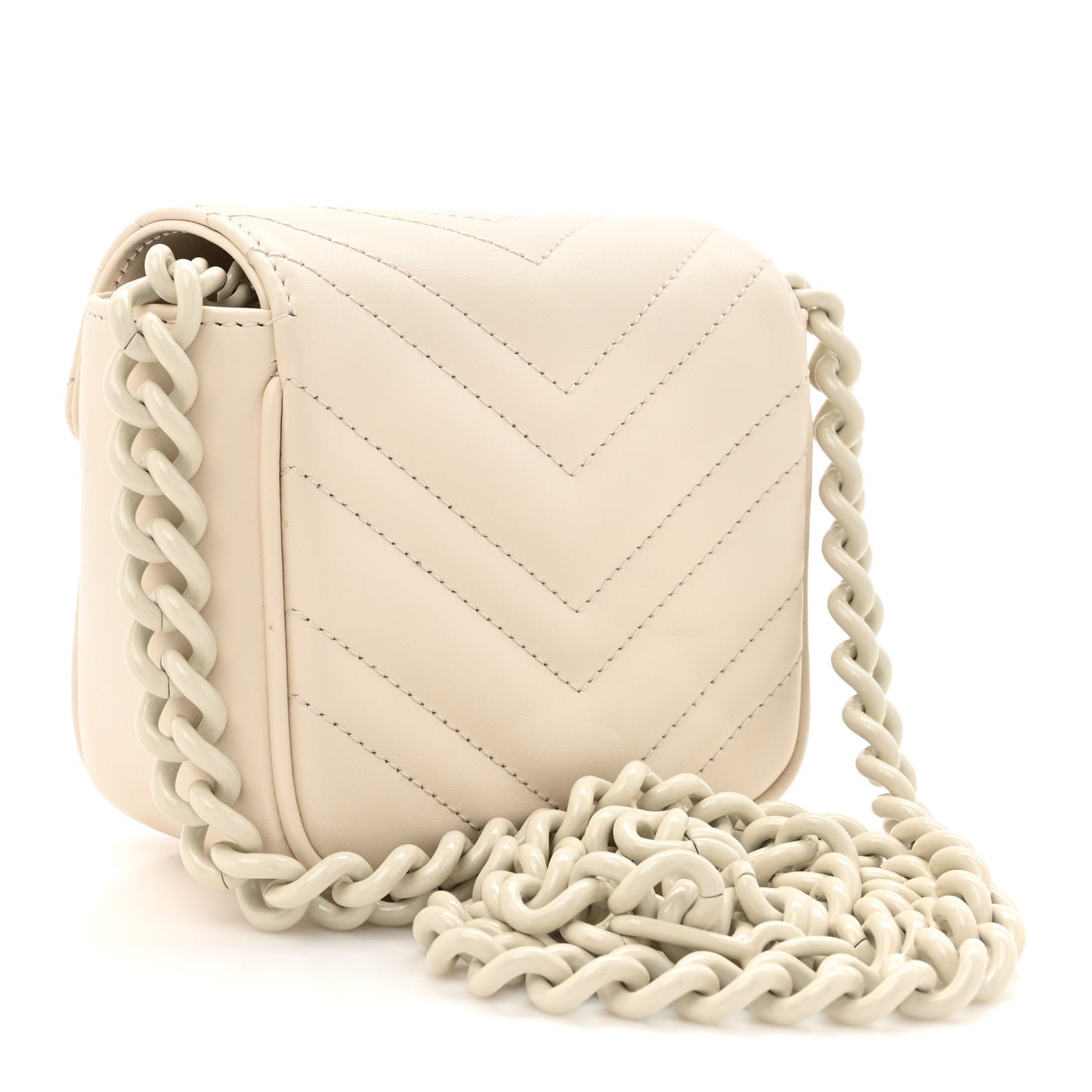 Calfskin Matelasse Monochrome GG Marmont Chain Mini Belt Bag Mystic White