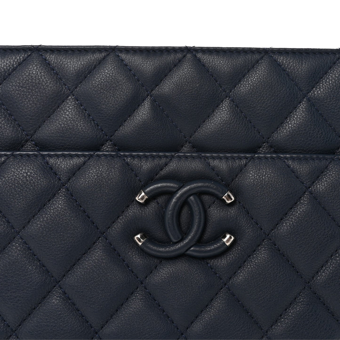 Calfskin Quilted Frame In Chain Tote Navy