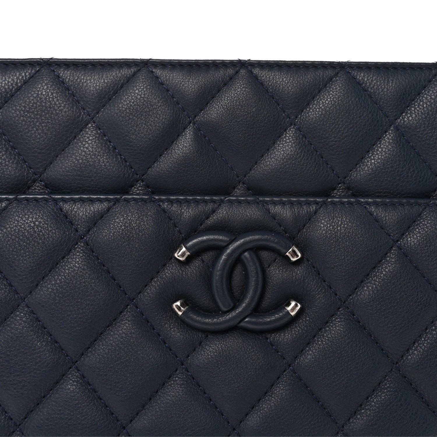 Chanel Calfskin Quilted Frame In Chain Tote Navy 7 of 9
