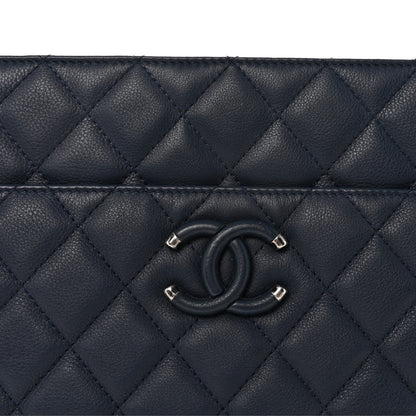 Chanel Calfskin Quilted Frame In Chain Tote Navy 7 of 9