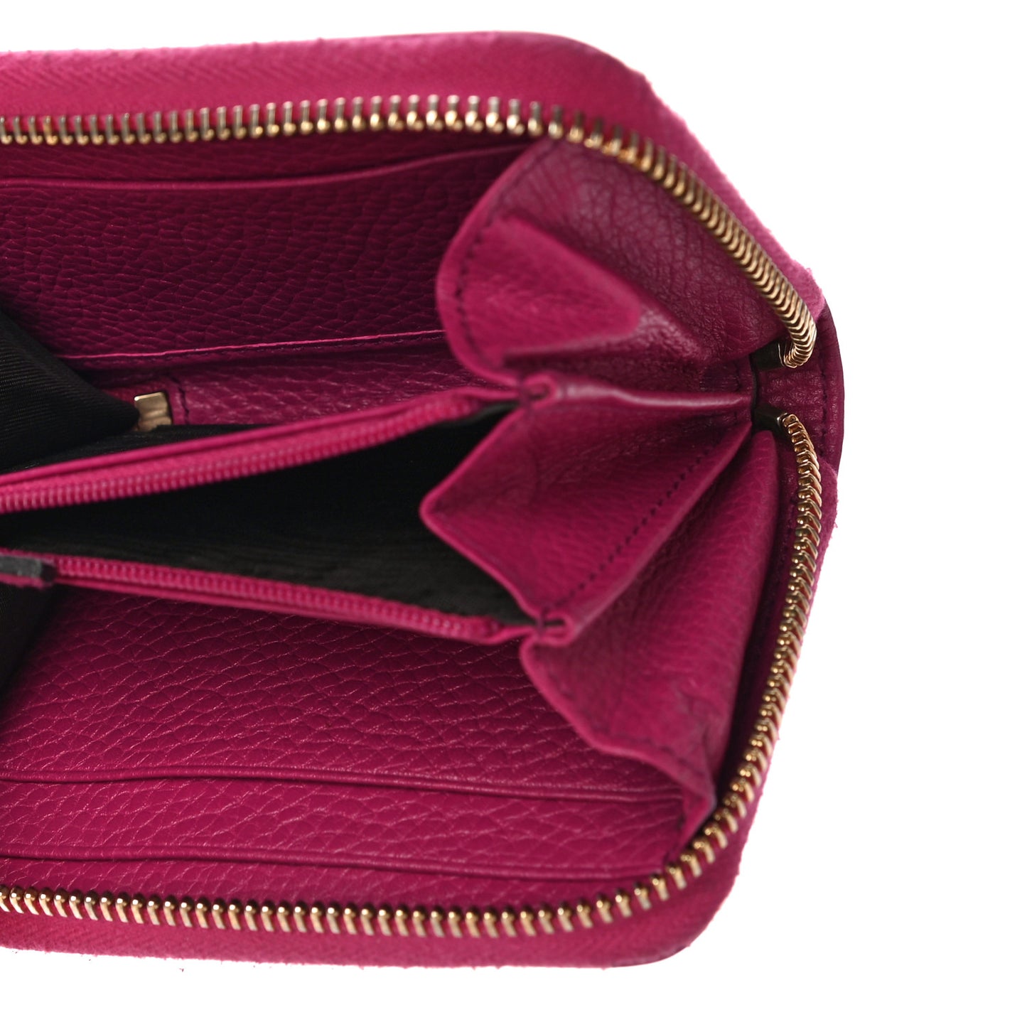 Pebbled Calfskin Soho Compact Disco Zip Around Wallet Bright Bougainvillea