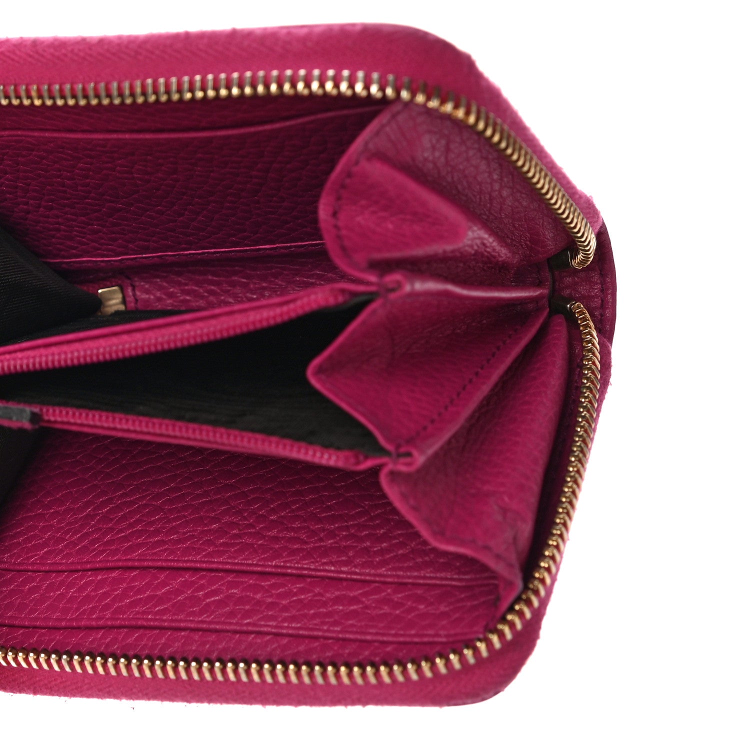 Gucci Pebbled Calfskin Soho Compact Disco Zip Around Wallet Bright Bougainvillea 5 of 9