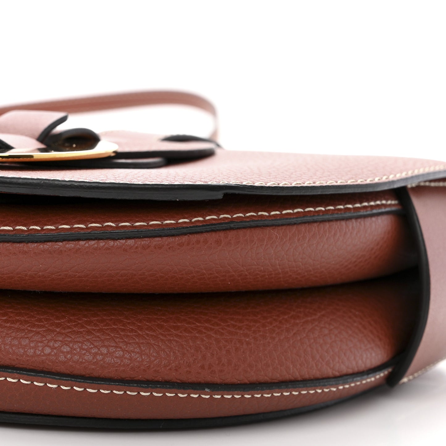 Grained Calfskin Small Darryl Saddle Crossbody Bag Sepia Brown