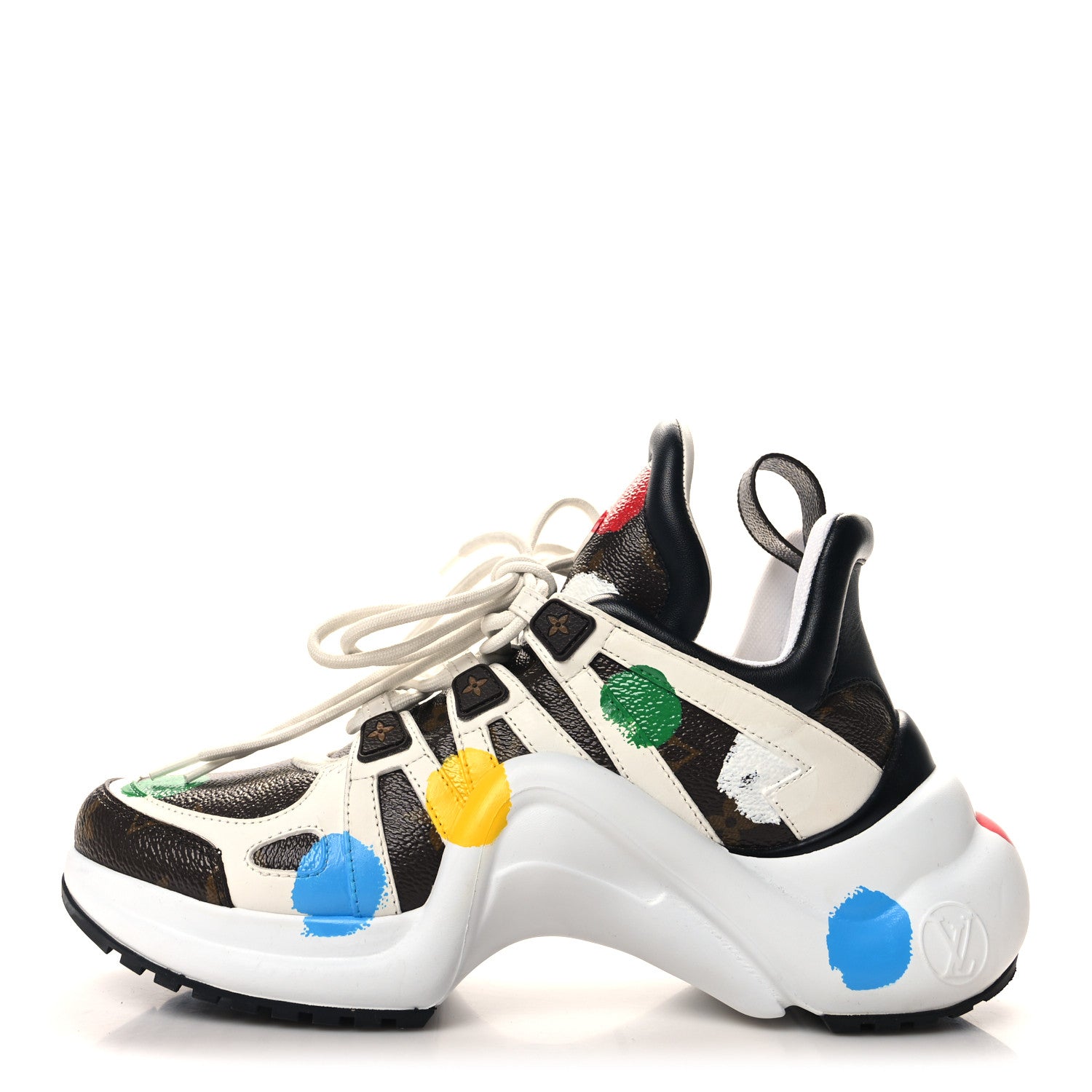 Louis Vuitton X YAYOI KUSUMA Calfskin Dots Monogram Archlight Sneakers White 1 of 8