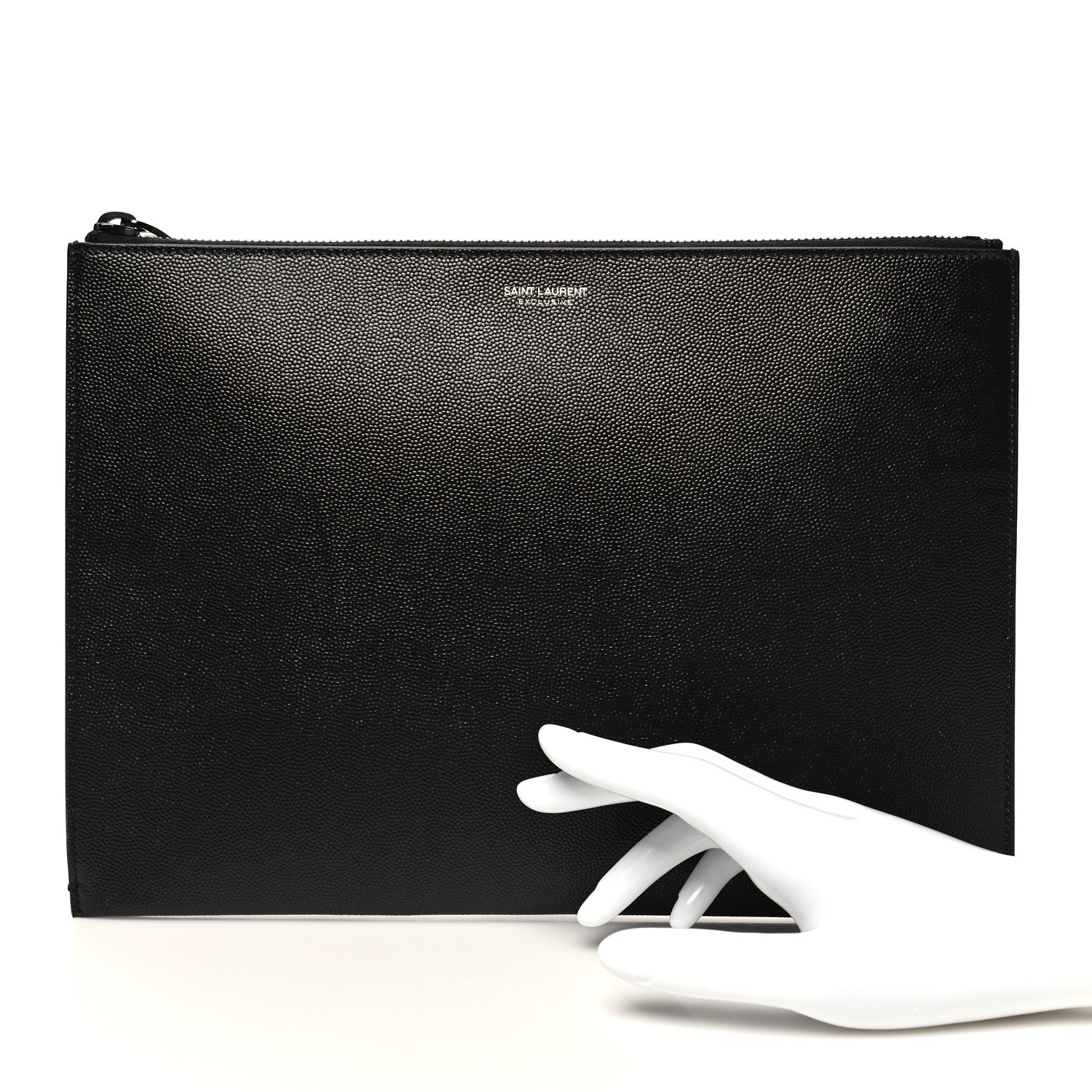Saint Laurent Grain De Poudre Zipped Tablet Holder Black 2 of 10